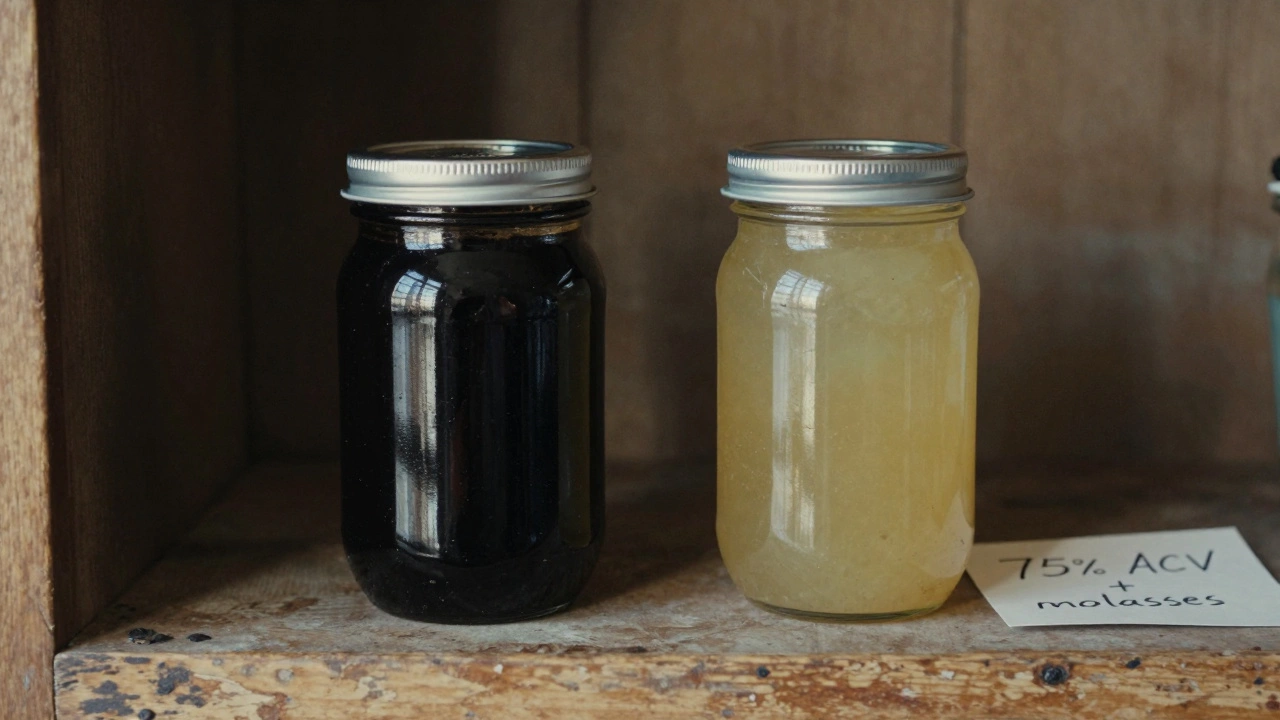 Two jars of chutney side by side, one dark and traditional, the other lighter and modern, with a handwritten note.