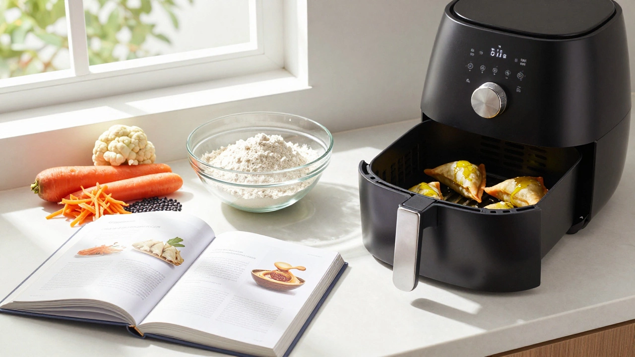Healthy whole wheat samosa ingredients and air fryer
