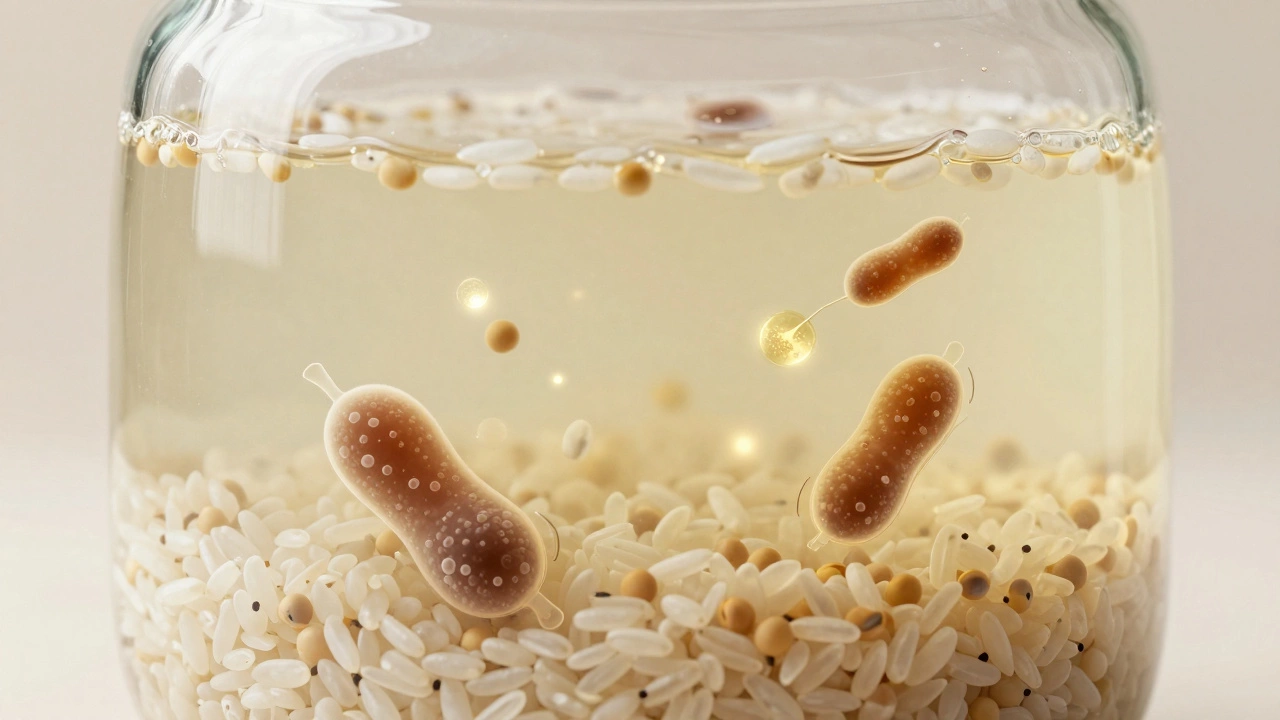 Macro view of fermenting dosa batter showing nutrient absorption