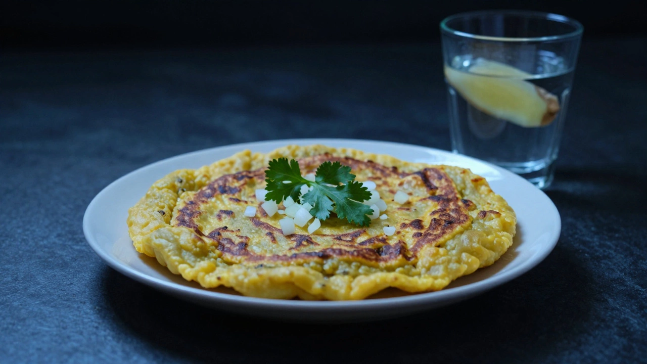 Small moong dal chilla with ginger water at night